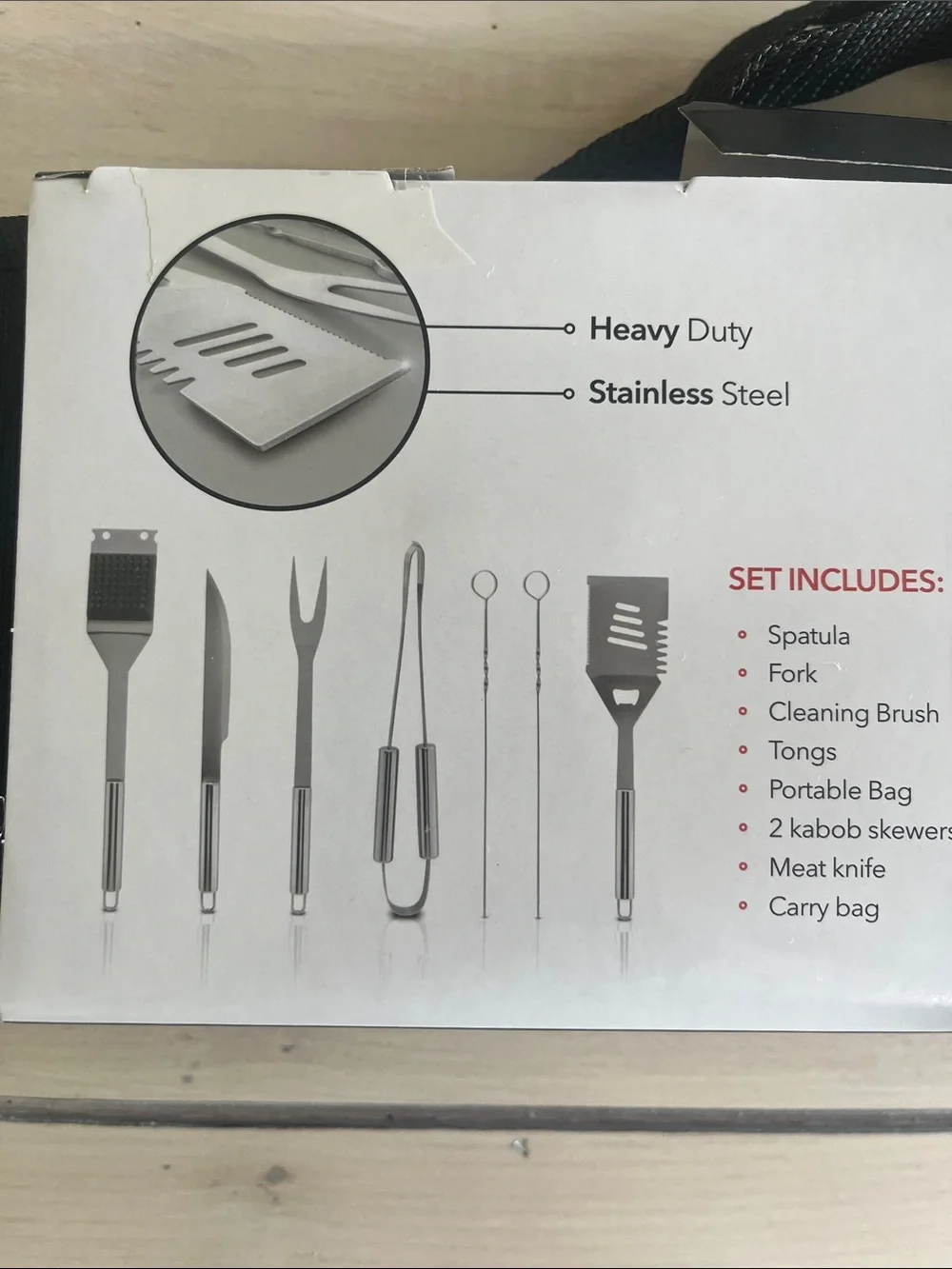 7 pc Stainless Steel BBQ Tool Set with Carrying Case - Picture 4 of 6
